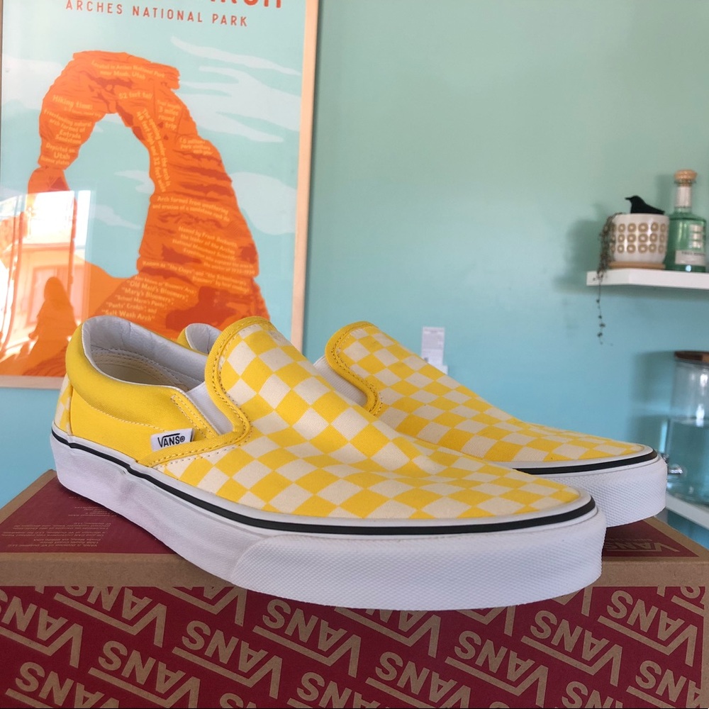 Vans Slip-Ons Yellow Checkerboard